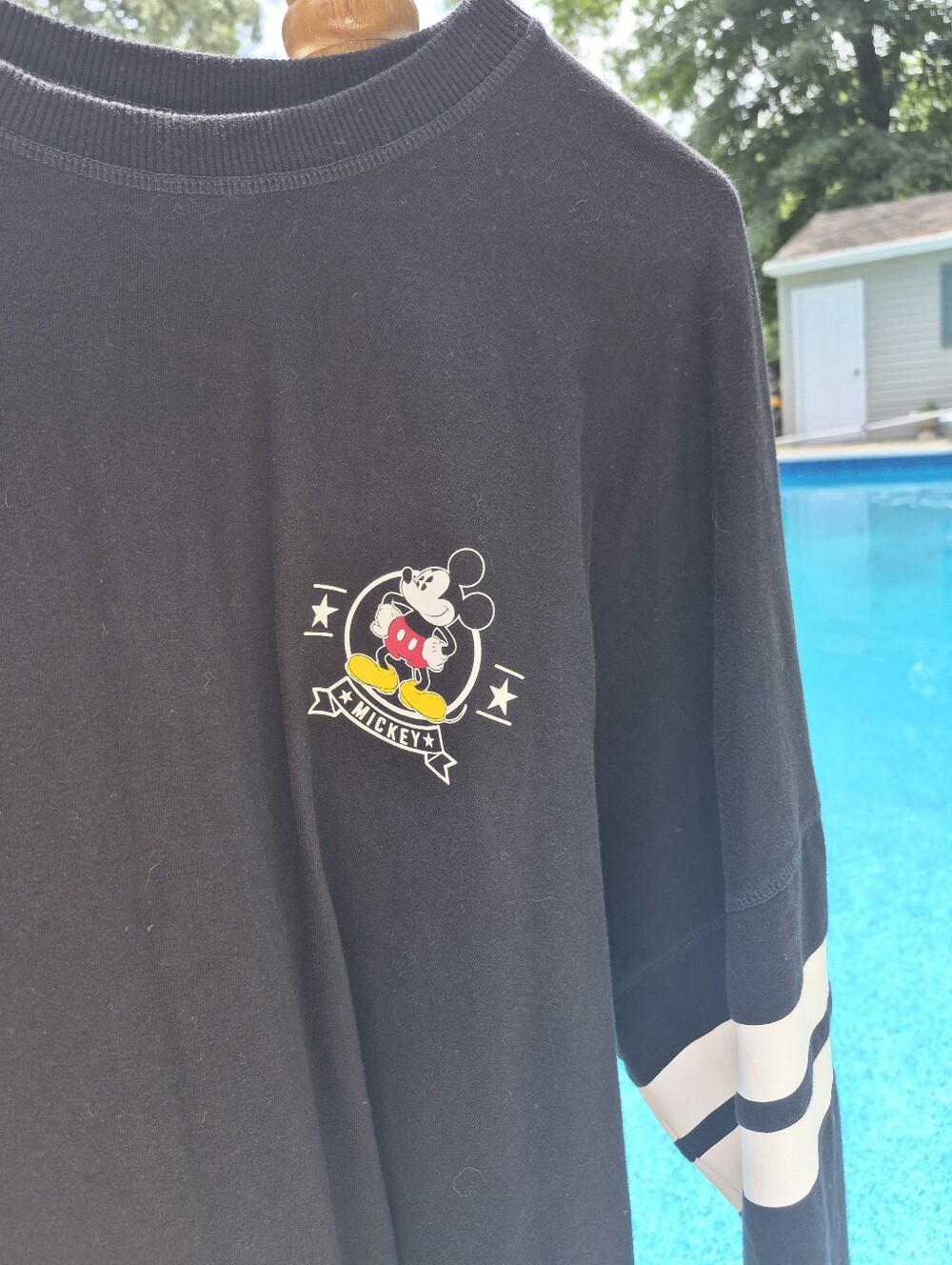 Disney Mickey Mouse Striped Sleeve Black Long Sleeve Shirt Size XL - Picture 3 of 5